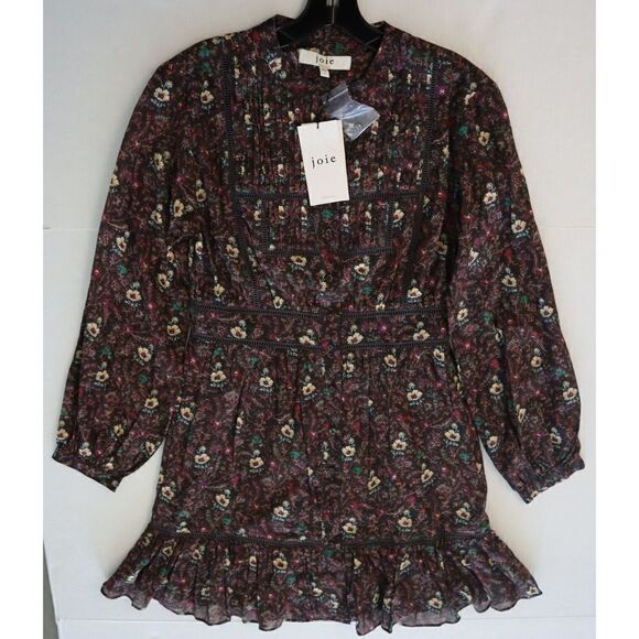 Joie D3264DA9305 Women's Sz 4 Chocolate Torte Floral Charmesse Cotton Dress - Picture 14 of 14
